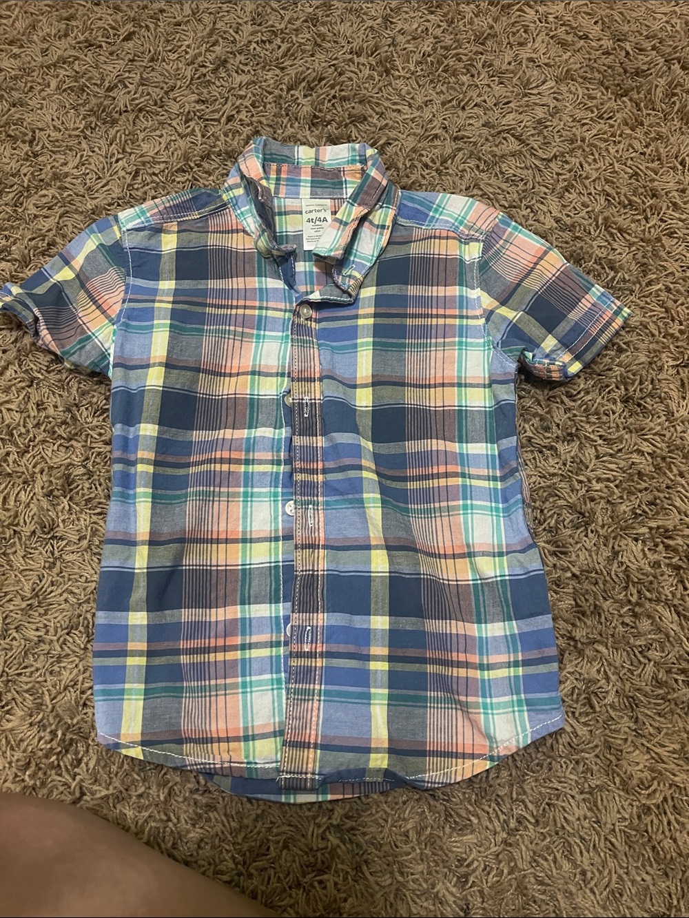 Carter's Blue Multi Plaid Short-Sleeve Button-Down Shirt